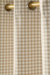 Homescapes Cotton Gingham Eyelet Curtain Pair in Beige - Size: 117 cm width x 137 cm drop - thumbnail 2