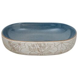 Berkfield Home Countertop Basin Sand & Blue Oval 59x40x14 cm Ceramic - Size: 59 x 40 x 14 cm - thumbnail 4