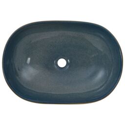 Berkfield Home Countertop Basin Sand & Blue Oval 59x40x14 cm Ceramic - Size: 59 x 40 x 14 cm - thumbnail 6