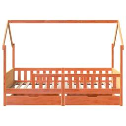 Berkfield Home Kids Bed Frame with Drawers without Mattress 80x200 cm Solid Wood in Brown - thumbnail 4