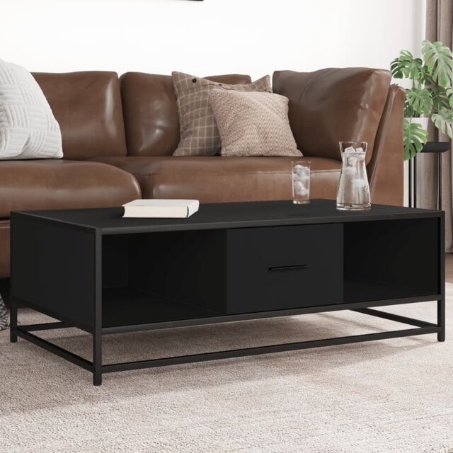 Berkfield Home Coffee Table Black 100x57x35 cm Engineered Wood & Metal - Size: 100 x 57 x 35 cm - image 1
