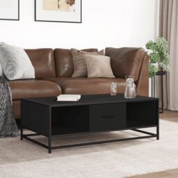 Berkfield Home Coffee Table Black 100x57x35 cm Engineered Wood & Metal - Size: 100 x 57 x 35 cm - thumbnail 3