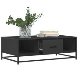 Berkfield Home Coffee Table Black 100x57x35 cm Engineered Wood & Metal - Size: 100 x 57 x 35 cm - thumbnail 4