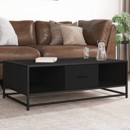 Berkfield Home Coffee Table Black 100x57x35 cm Engineered Wood & Metal - Size: 100 x 57 x 35 cm - thumbnail 1
