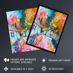 "Artery8 Lymm Village Cheshire England Painting Autumnal Wall Art Print - Size: W12"" x H16""" - thumbnail 2