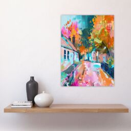 "Artery8 Lymm Village Cheshire England Painting Autumnal Wall Art Print - Size: W12"" x H16""" - thumbnail 4