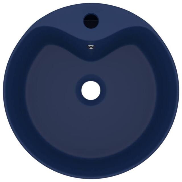 Berkfield Home Luxury Wash Basin with Overflow Matt Dark Blue 36x13 cm Ceramic - image 1