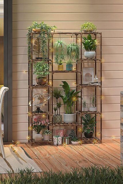 Living and Home Multi-tier Wood Plant Stand Flower Display Shelf in Brown - image 1