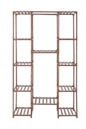 Living and Home Multi-tier Wood Plant Stand Flower Display Shelf in Brown - thumbnail 3