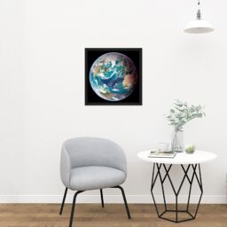 "Artery8 Wall Art Print Blue Marble Earth Western Hemisphere Photograph Square Framed Picture 16X16 Inch in Black - Size: W16"" x H16""" - thumbnail 2