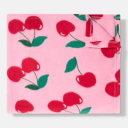 OHS Cherry Polar Fleece Throw Blanket Lightweight Bedspread in Pink - Size: 120 cm x 150 cm - thumbnail 4