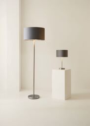 ValueLights Charlie Chrome Stem Floor Lamp with Grey Velvet & Chrome Inner Lamp Shade - thumbnail 6