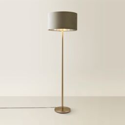 ValueLights Charlie Chrome Stem Floor Lamp with Grey Velvet & Chrome Inner Lamp Shade - thumbnail 3