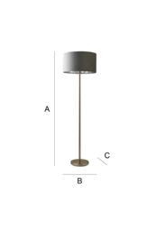 ValueLights Charlie Chrome Stem Floor Lamp with Grey Velvet & Chrome Inner Lamp Shade - thumbnail 9