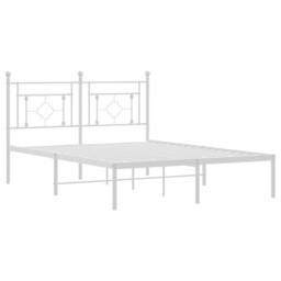 Berkfield Home Metal Bed Frame without Mattress with Headboard White 140x190cm - Size: 140x190 cm - thumbnail 4