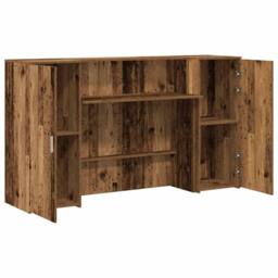 Berkfield Home Reception Desk Old Wood 180x50x103.5 cm Engineered Wood in Brown - thumbnail 7