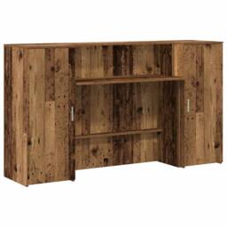 Berkfield Home Reception Desk Old Wood 180x50x103.5 cm Engineered Wood in Brown - thumbnail 1