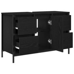 Berkfield Home Basin Cabinet with Drawers Black Oak 90x34.5x60 cm - thumbnail 5