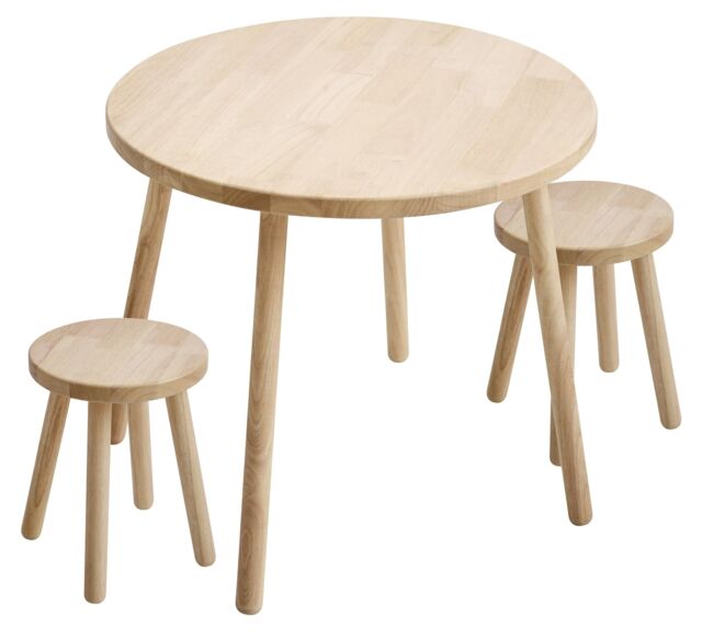 Nordlys Round Table & 2 Stools for Children in Brown - image 1