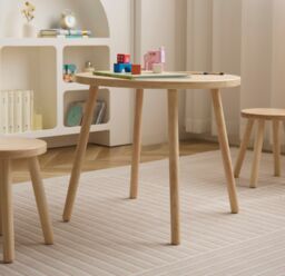Nordlys Round Table & 2 Stools for Children in Brown - thumbnail 4