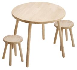 Nordlys Round Table & 2 Stools for Children in Brown