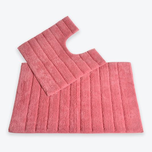 Allure Bath Fashions Ribbed Two Piece Bath Mat & Toilet Mat Set in Rose - image 1