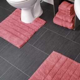 Allure Bath Fashions Ribbed Two Piece Bath Mat & Toilet Mat Set in Rose - thumbnail 2