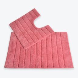 Allure Bath Fashions Ribbed Two Piece Bath Mat & Toilet Mat Set in Rose - thumbnail 1