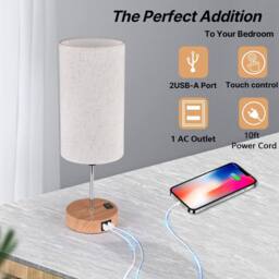 Ventryn 3 Brightness Dimmable Touch Control Table Lamp for Bedroom in White - thumbnail 3