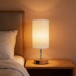 Ventryn 3 Brightness Dimmable Touch Control Table Lamp for Bedroom in White - thumbnail 1