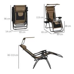 Matteo Zero Gravity Lounger Chair - Folding Reclining with Shade & Cupholder in Brown - thumbnail 3