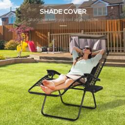 Matteo Zero Gravity Lounger Chair - Folding Reclining with Shade & Cupholder in Brown - thumbnail 6