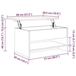 Berkfield Home Modern Coffee Table Grey Sonoma 80x50x40 cm Engineered Wood - Size: 80 x 50 x 40 cm - thumbnail 9