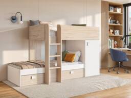 Vente-unique Reversible Corner Bunk Beds - 2 X 90 X 190 Cm - Integrated Storage in Light Oak - Size: Single - thumbnail 3