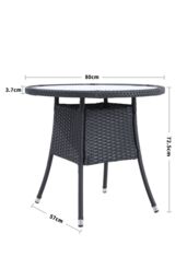 Living and Home 4 Seater Dining Table Garden Wicker Tempered Glass Table with Parasol Hole in Black - thumbnail 3