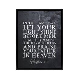 "Artery8 Matthew 5 16 Let Your Light Shine Bible Quote Framed Canvas Wall Art Print in Grey - Size: W12"" x H16""" - thumbnail 1