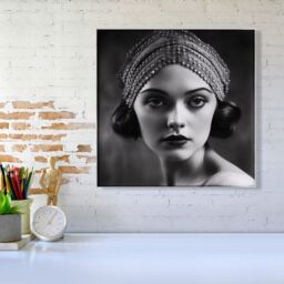 "Warren Reed - Designer Edwardian Ballerina Portrait Canvas in Black - Size: W16"" x H16""" - thumbnail 1