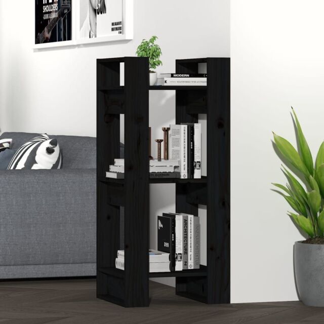 Berkfield Home Book Cabinet/Room Divider Black 41x35x91 cm Solid Wood Pine - Size: 41 x 35 x 91 cm - image 1