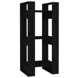 Berkfield Home Book Cabinet/Room Divider Black 41x35x91 cm Solid Wood Pine - Size: 41 x 35 x 91 cm - thumbnail 2