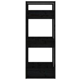 Berkfield Home Book Cabinet/Room Divider Black 41x35x91 cm Solid Wood Pine - Size: 41 x 35 x 91 cm - thumbnail 4