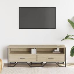 Berkfield Home TV Cabinet Sonoma Oak 122x34x41 cm Engineered Wood in Light Tan - Size: 122 x 34 x 41 cm - thumbnail 3