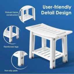 Kelvenix Stool Footrest Bathroom 2-Tier in White - thumbnail 3