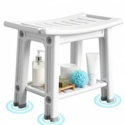 Kelvenix Stool Footrest Bathroom 2-Tier in White