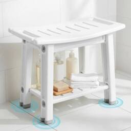 Kelvenix Stool Footrest Bathroom 2-Tier in White - thumbnail 4