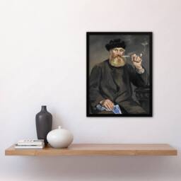 Artery8 The Pipe Smoker Portrait Manet Vintage Framed Wall Art Print in Grey - Size: A4 - thumbnail 4