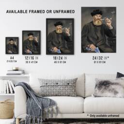 Artery8 The Pipe Smoker Portrait Manet Vintage Framed Wall Art Print in Grey - Size: A4 - thumbnail 3