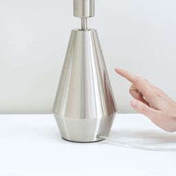 ValueLights Jax Brushed Chrome Dimmable Touch Table Lamp with Fabric Drum Shade in Bottle Green - thumbnail 4
