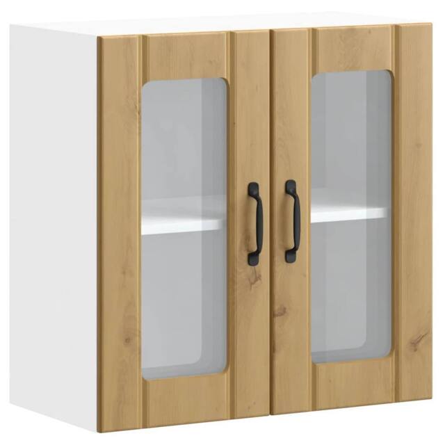 Berkfield Home Kitchen Wall Cabinet with Glass Door Lucca Artisan Oak Engineered Wood in Brown - image 1