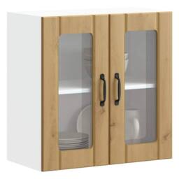 Berkfield Home Kitchen Wall Cabinet with Glass Door Lucca Artisan Oak Engineered Wood in Brown - thumbnail 2