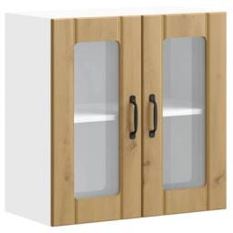 Berkfield Home Kitchen Wall Cabinet with Glass Door Lucca Artisan Oak Engineered Wood in Brown